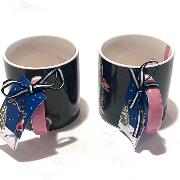 Two (2) JOULES Dog We Woof You a Merry Christmas Ceramic Mugs Blue/White 12oz - Picture 7 of 13